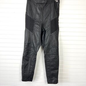 Free People Kaelin Moto Skinny Pants Sz 8 Black Faux Leather Zip Womens